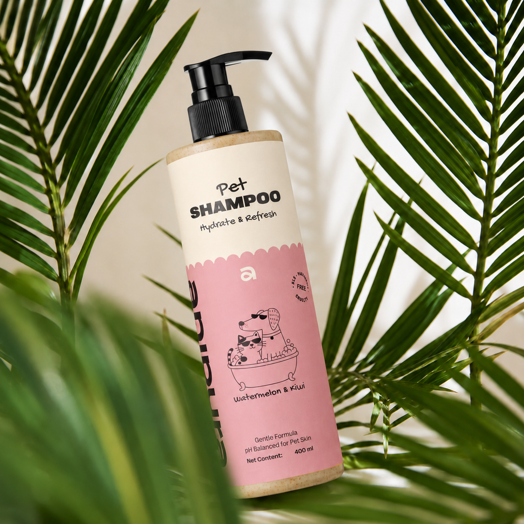 ANIPURA Pet Shampoo Watermelon & Kiwi among palm leaves
